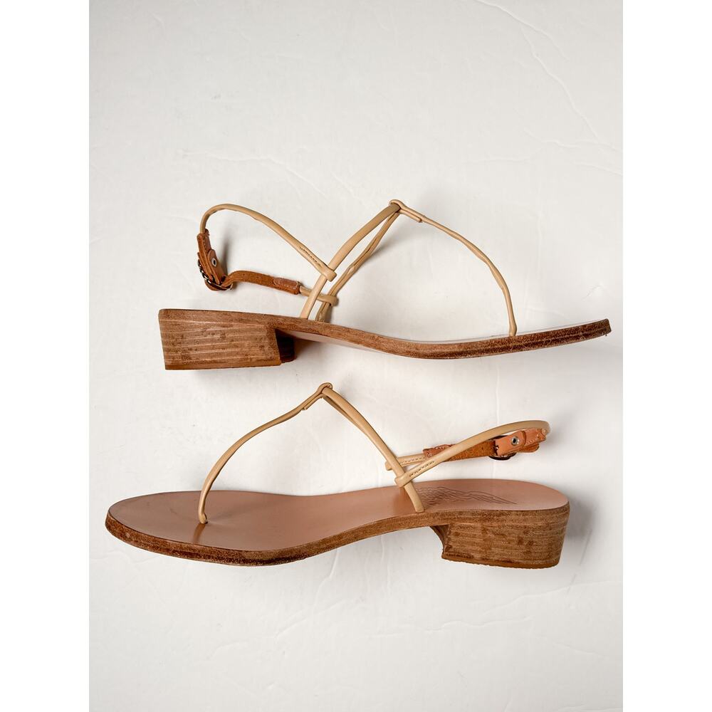 Ancient Greek Sandals Katerina Heel Sandal Tan Leather Strappy Sz 37 Greece - Picture 6 of 14